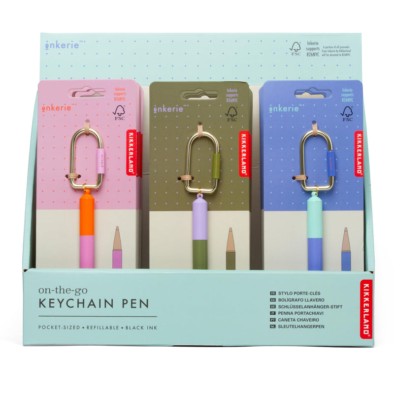 Kikkerland - Inkerie On-The-Go Keychain Pen - 0.5 Inches In Diameter And 3.5 Inches In Length