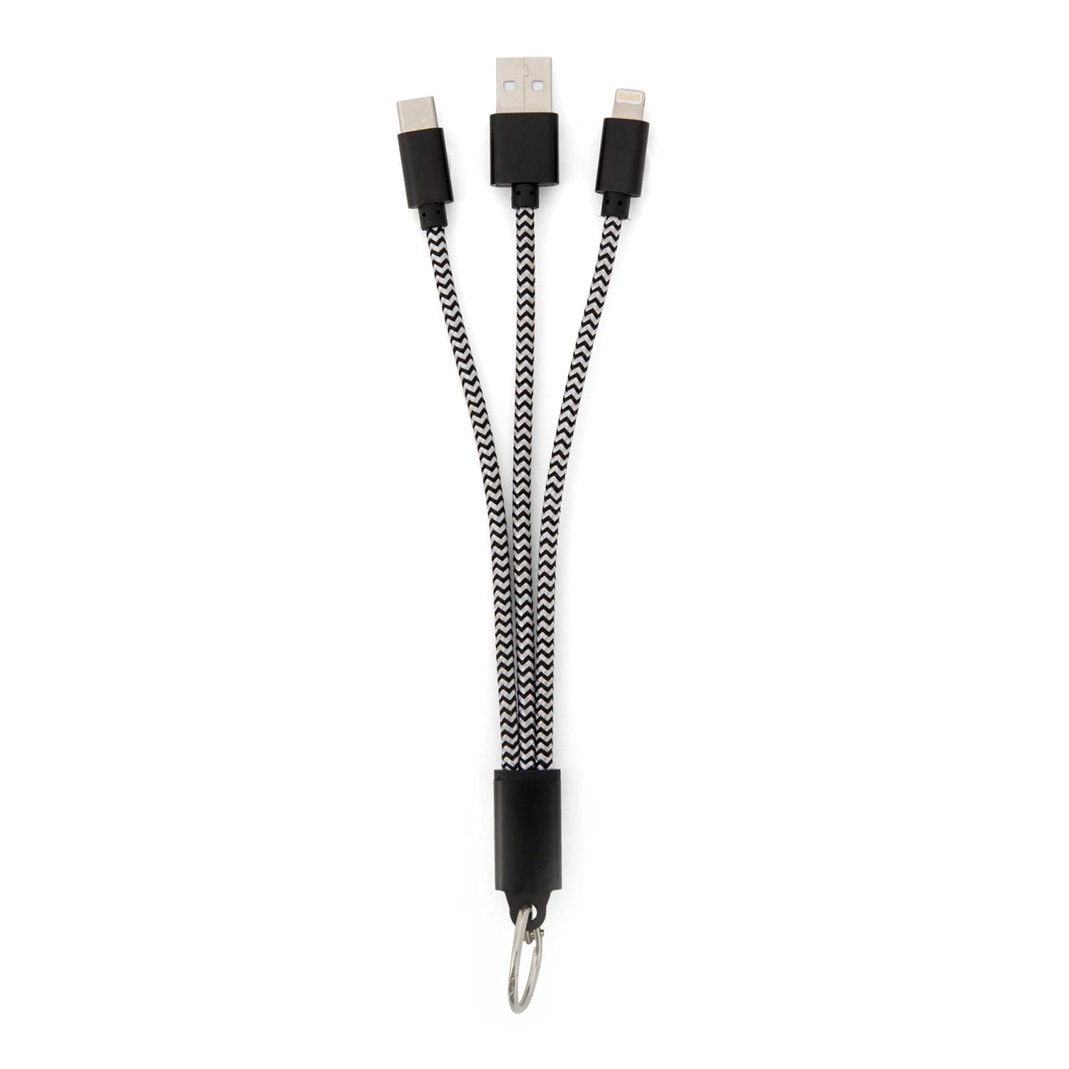 Kikkerland - 3-In-1 Charging Keyring - 1.0 X 7.75 X 0.25 Inches