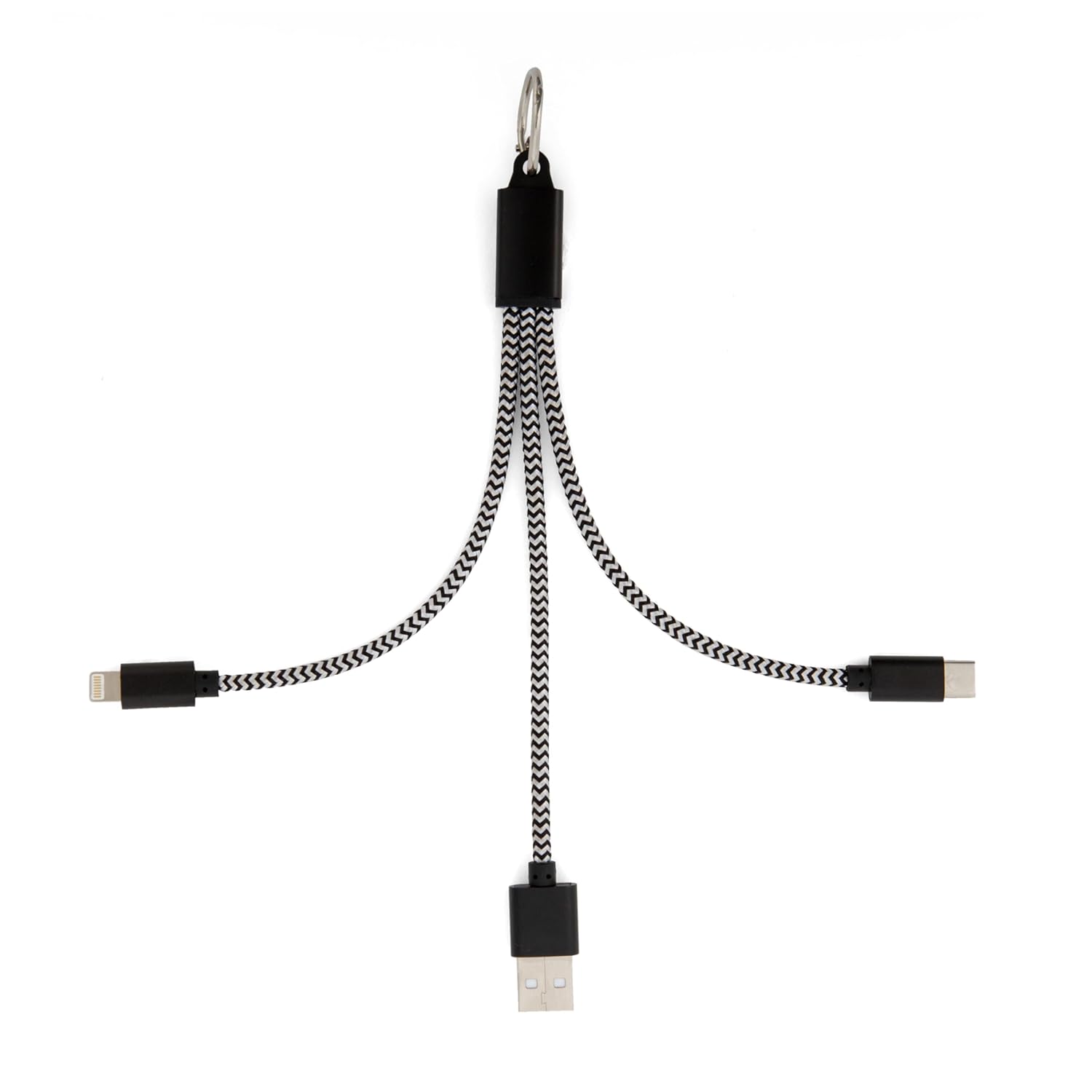 Kikkerland - 3-In-1 Charging Keyring - 1.0 X 7.75 X 0.25 Inches