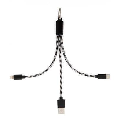 Kikkerland - 3-In-1 Charging Keyring - 1.0 X 7.75 X 0.25 Inches