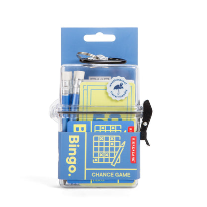 Kikkerland Bingo to Go – Travel Game with Bingo Sheets, Caller Cards, & Waterproof Case – Great for Travel, Camping, & Outdoor Play