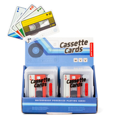 Kikkerland Cassette Playing Cards – Transparent & Waterproof – Retro Card Deck for Game Night, Travel, & Camping