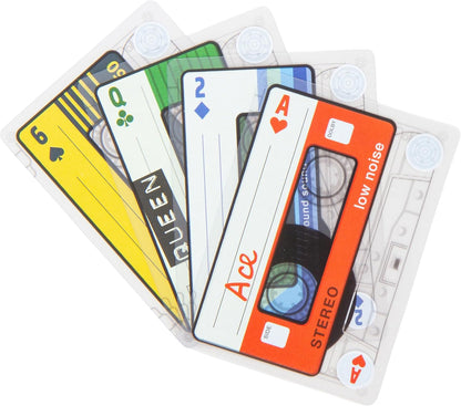 Kikkerland Cassette Playing Cards – Transparent & Waterproof – Retro Card Deck for Game Night, Travel, & Camping