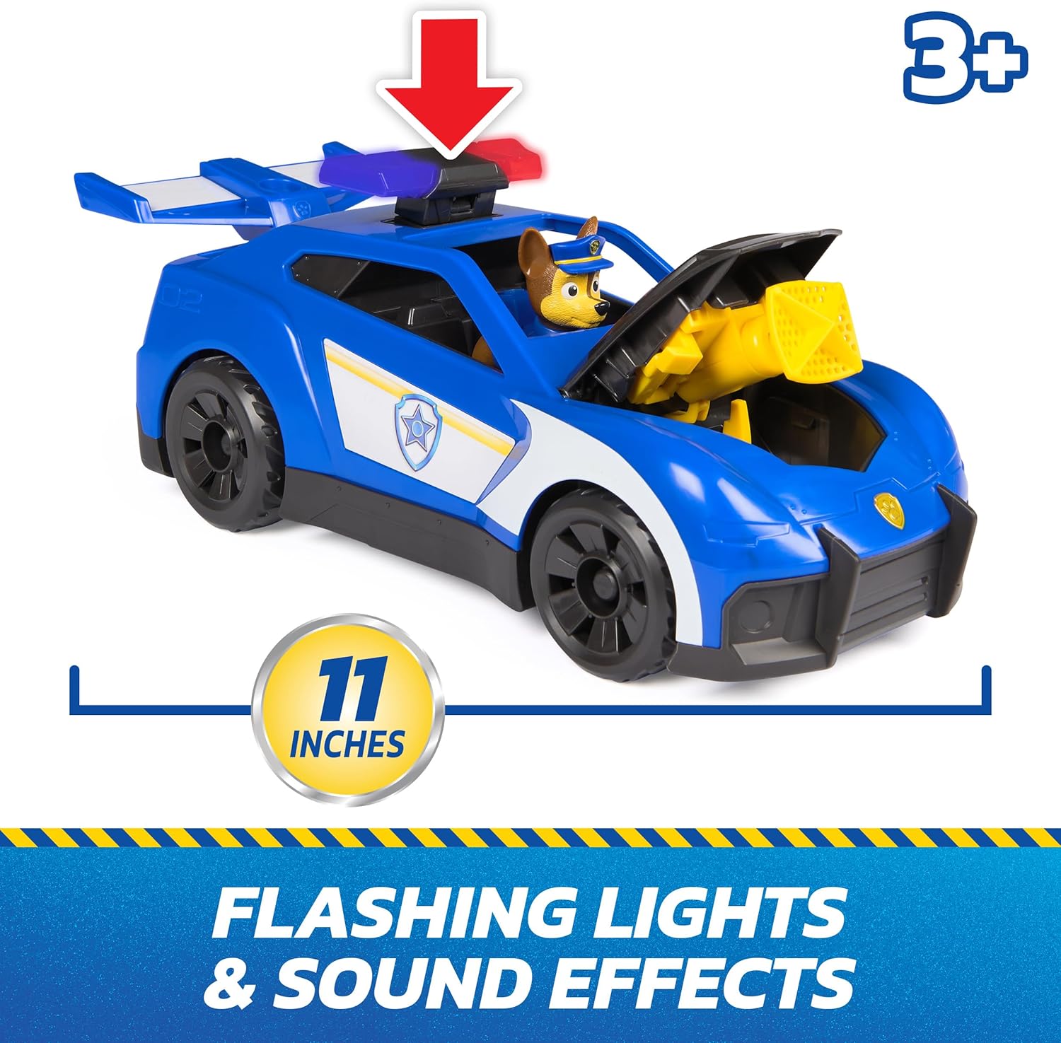 Paw Patrol: Search & Rescue, Chase Launch “N’ Rescue Cruiser with Figure and 2 Projectiles, Lights, Sounds, and Hidden Launcher, Kids Toys for Boys and Girls Ages 3 and up