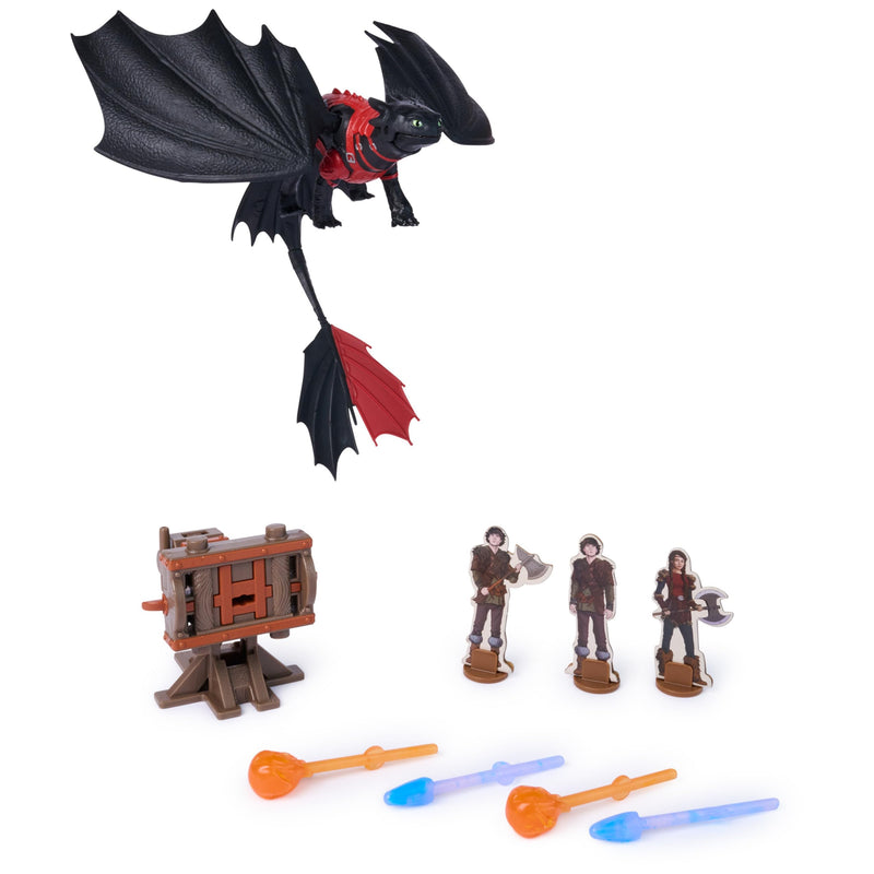 DreamWorks Dragons, Drachenzähmen leicht gemacht - Trial of Flame, Drachenkampf Spielset Ohnezahn, Spielset mit Drachen-Actionfigur, Wikingerfiguren und Kanone, für Kinder ab 4 Jahren
