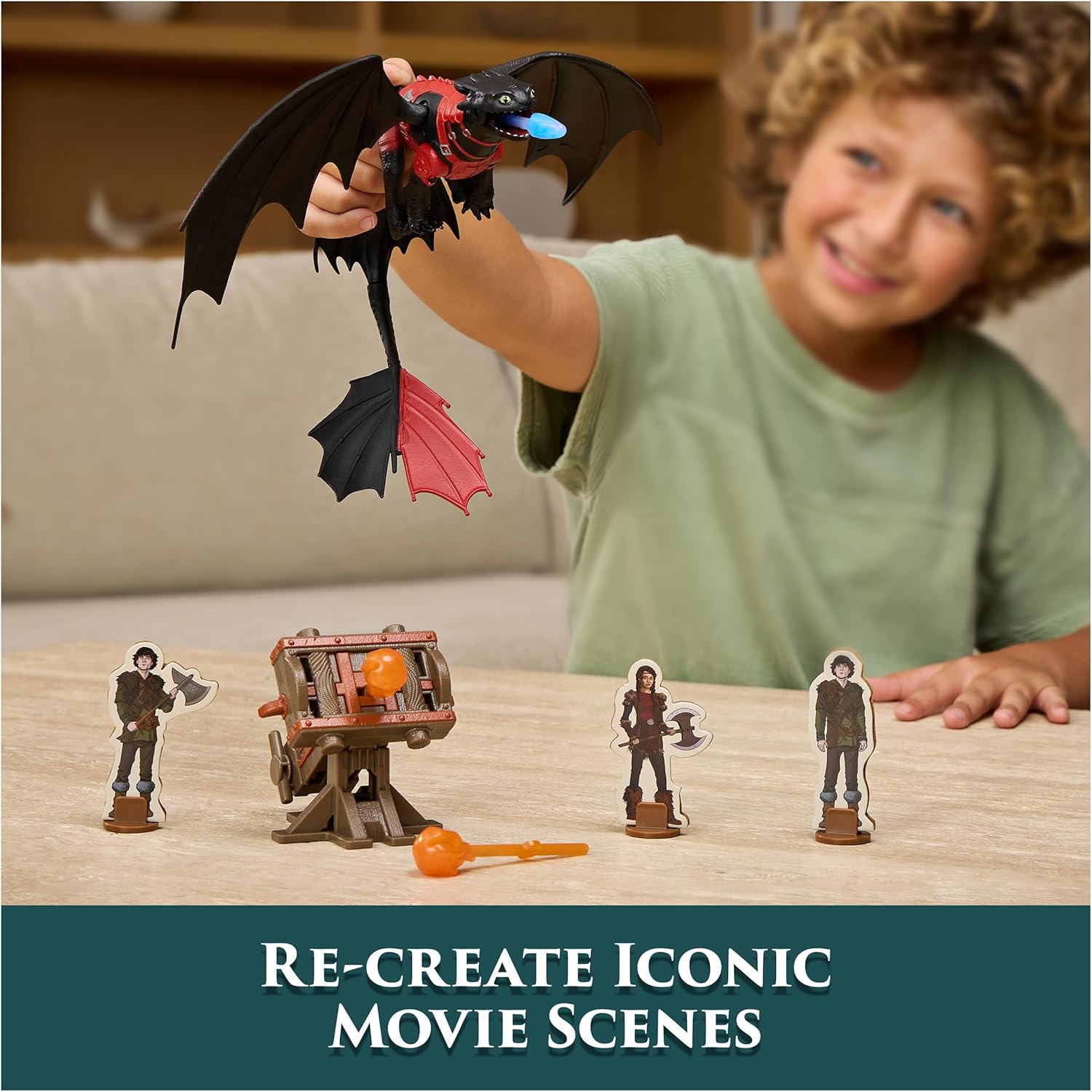 DreamWorks Dragons, Drachenzähmen leicht gemacht - Trial of Flame, Drachenkampf Spielset Ohnezahn, Spielset mit Drachen-Actionfigur, Wikingerfiguren und Kanone, für Kinder ab 4 Jahren