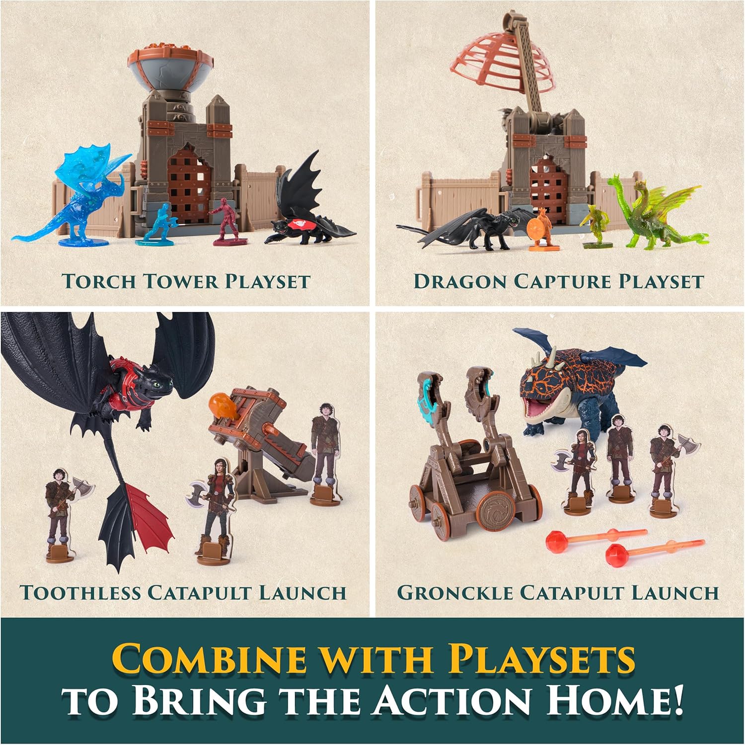 DreamWorks Dragons, Drachenzähmen leicht gemacht - Trial of Flame, Drachenkampf Spielset Ohnezahn, Spielset mit Drachen-Actionfigur, Wikingerfiguren und Kanone, für Kinder ab 4 Jahren