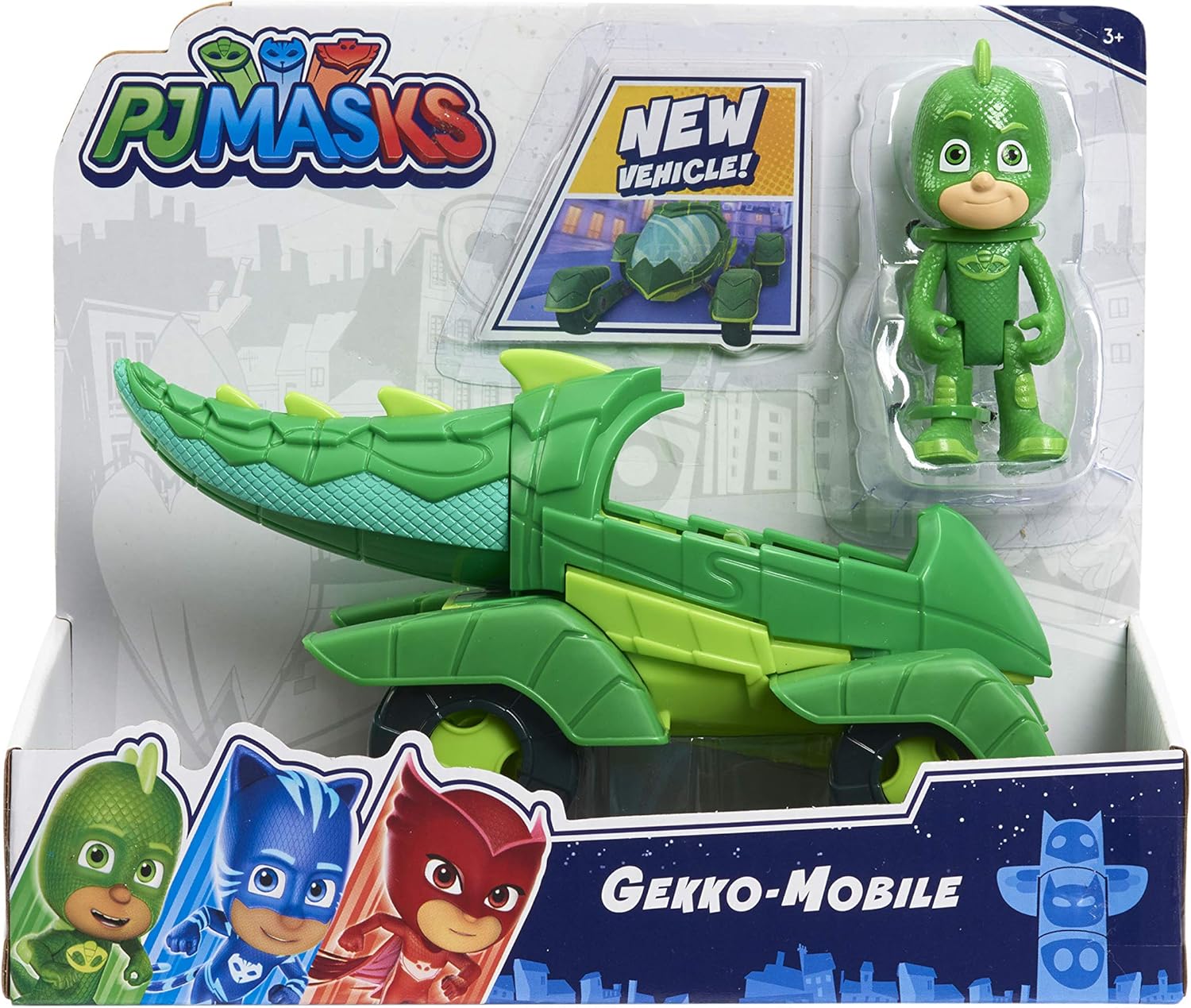 PJ Masks Gekko & Gekko Mobile, 2-delige gelede actiefiguur en voertuigset, groen, door Just Play