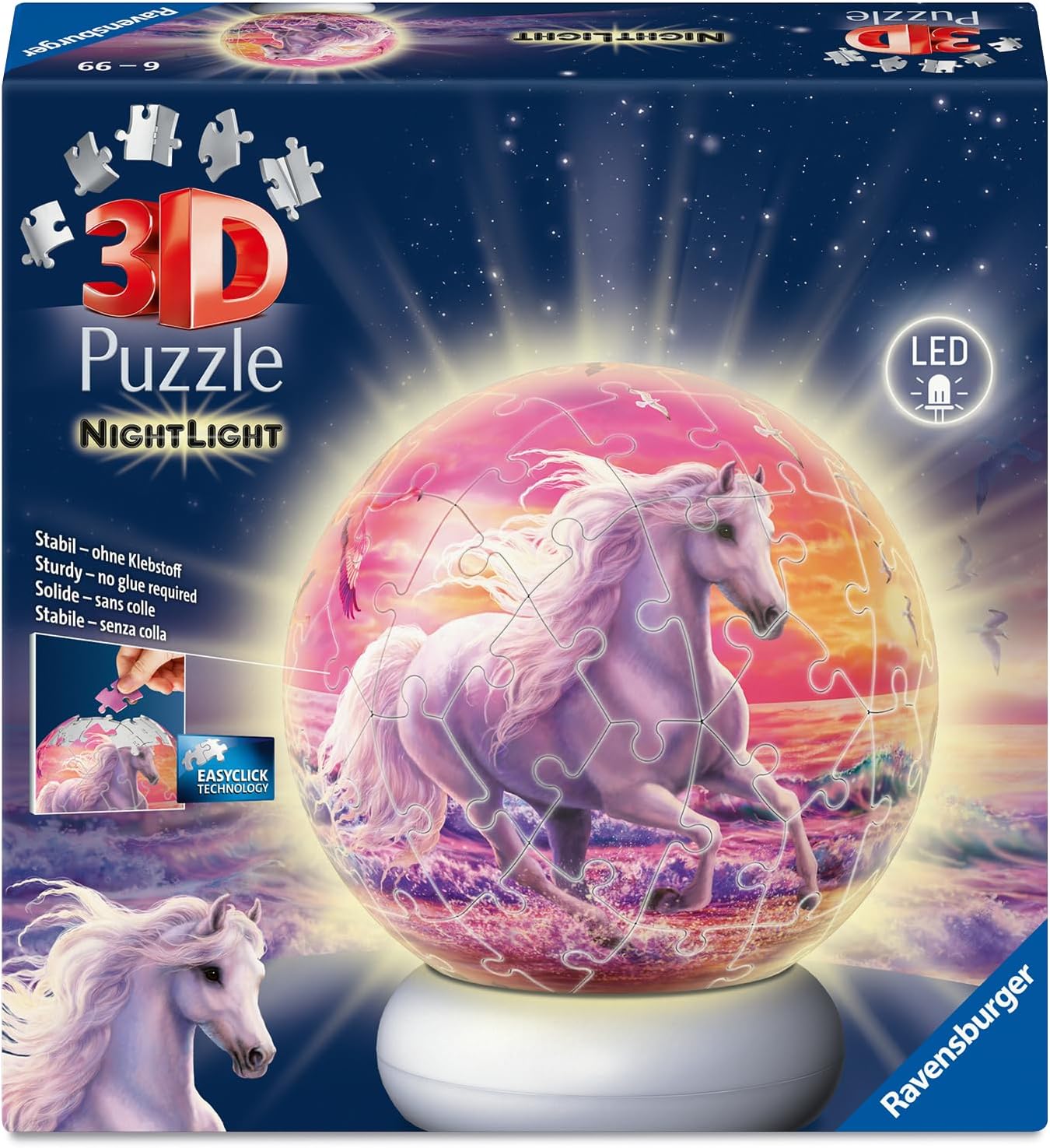 Ravensburger - Ravensburger 3D Puzzel Nachtlamp Paarden op het Strand - 73st.