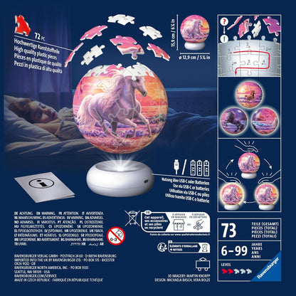 Ravensburger - Ravensburger 3D Puzzel Nachtlamp Paarden op het Strand - 73st.