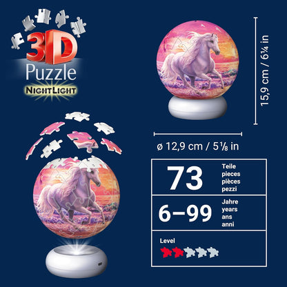 Ravensburger - Ravensburger 3D Puzzel Nachtlamp Paarden op het Strand - 73st.
