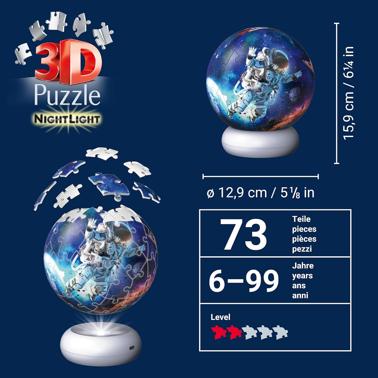 Ravensburger - 3D Puzzle NightLight Astronauts in Space