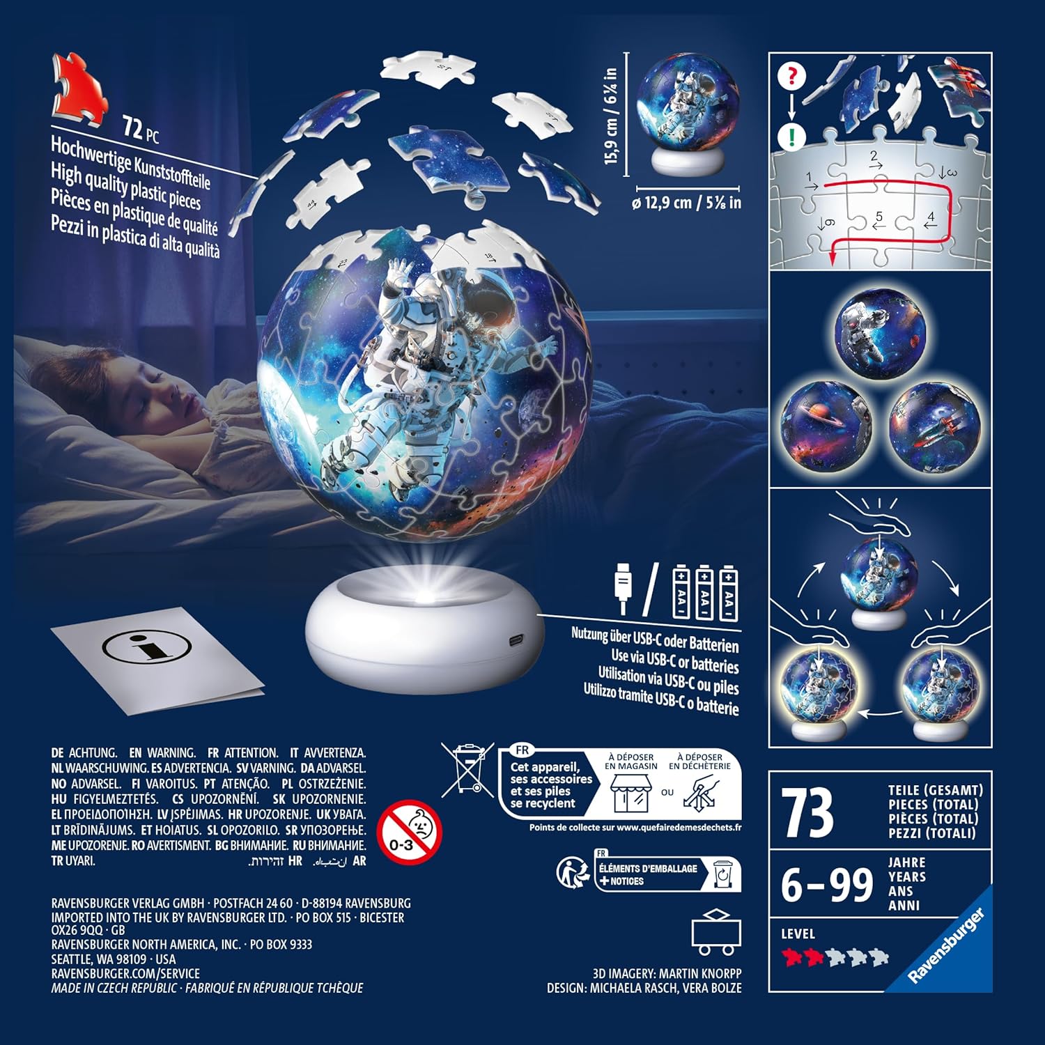 Ravensburger - 3D Puzzle NightLight Astronauts in Space