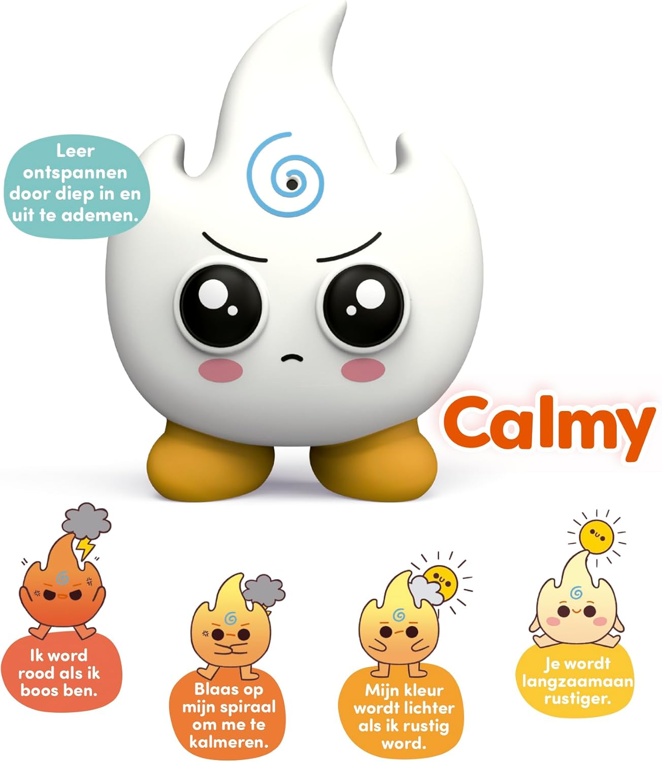 Jumbo Ik Leer Moodies Calmy – Elektronische & Sensorische Knuffel tegen Boosheid met Interactieve Vlam – Hulpmiddel voor Emotieregulatie bij Kinderen – Geleide Ademhaling en Ontspanning – Vanaf 3 Jaar