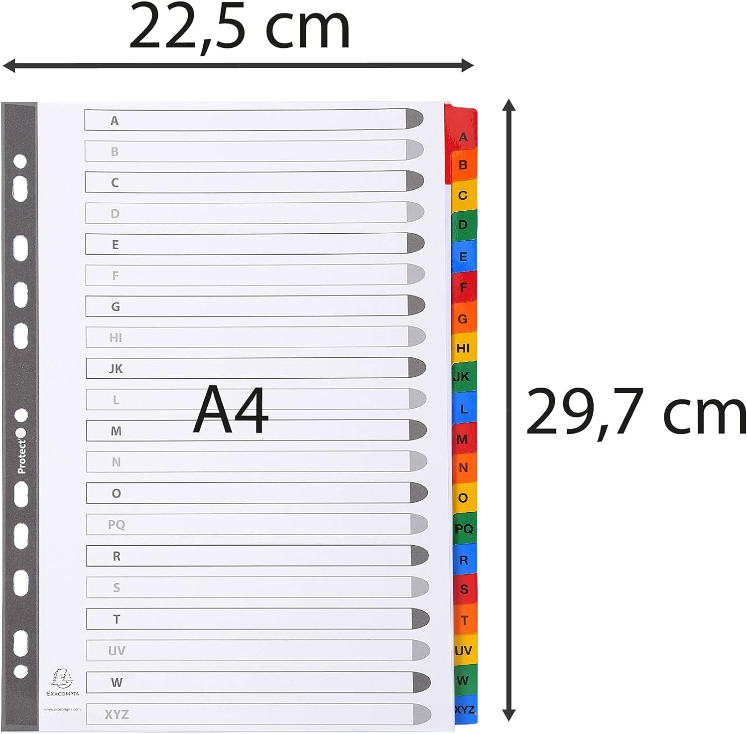 Exacompta - Ref 1111E - Mylar Printed Indices - For Use WithA4 Documents, Pre-Punched, 160gsm White Card with Reinforced Plastic Tabs, FSC-Certified - 20-Part Dividers (A-Z