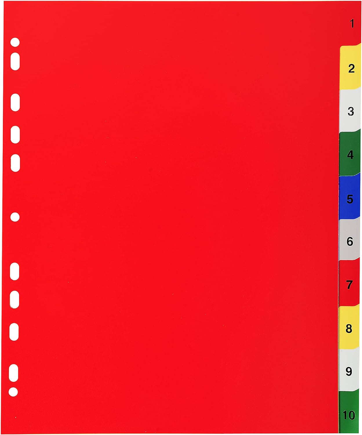 Exacompta - Ref 84E - PP Printed Indices - For Use With A4+ Documents, 0.1mm Polypropylene, Pre-Punched, Soft & Tear Resistant - 10 Divider Parts (1-10) - White With Coloured Tabs