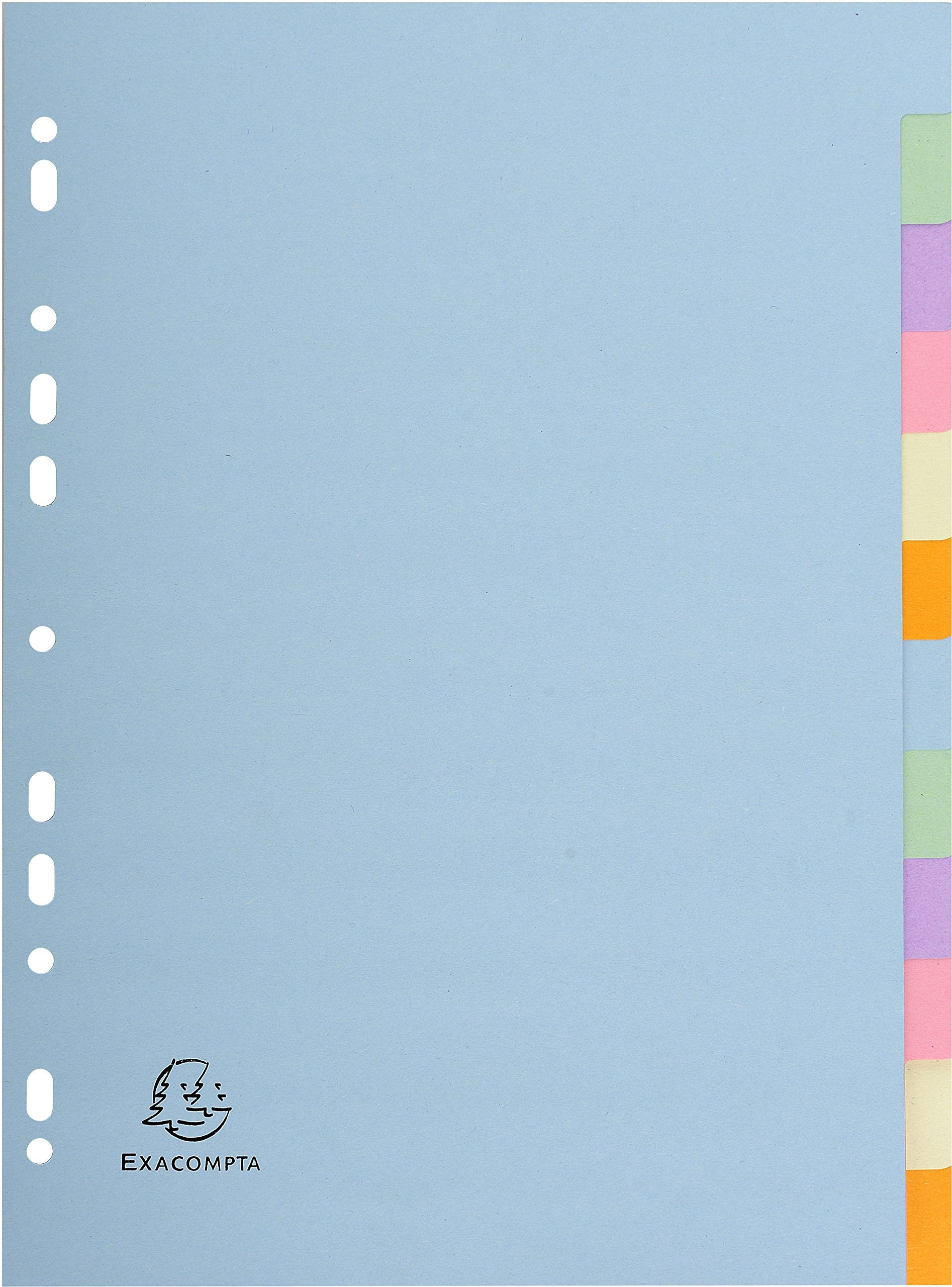 Exacompta Forever 1612E A4 12 Part Plain Dividers - Multi-Coloured (1 Pack of 12