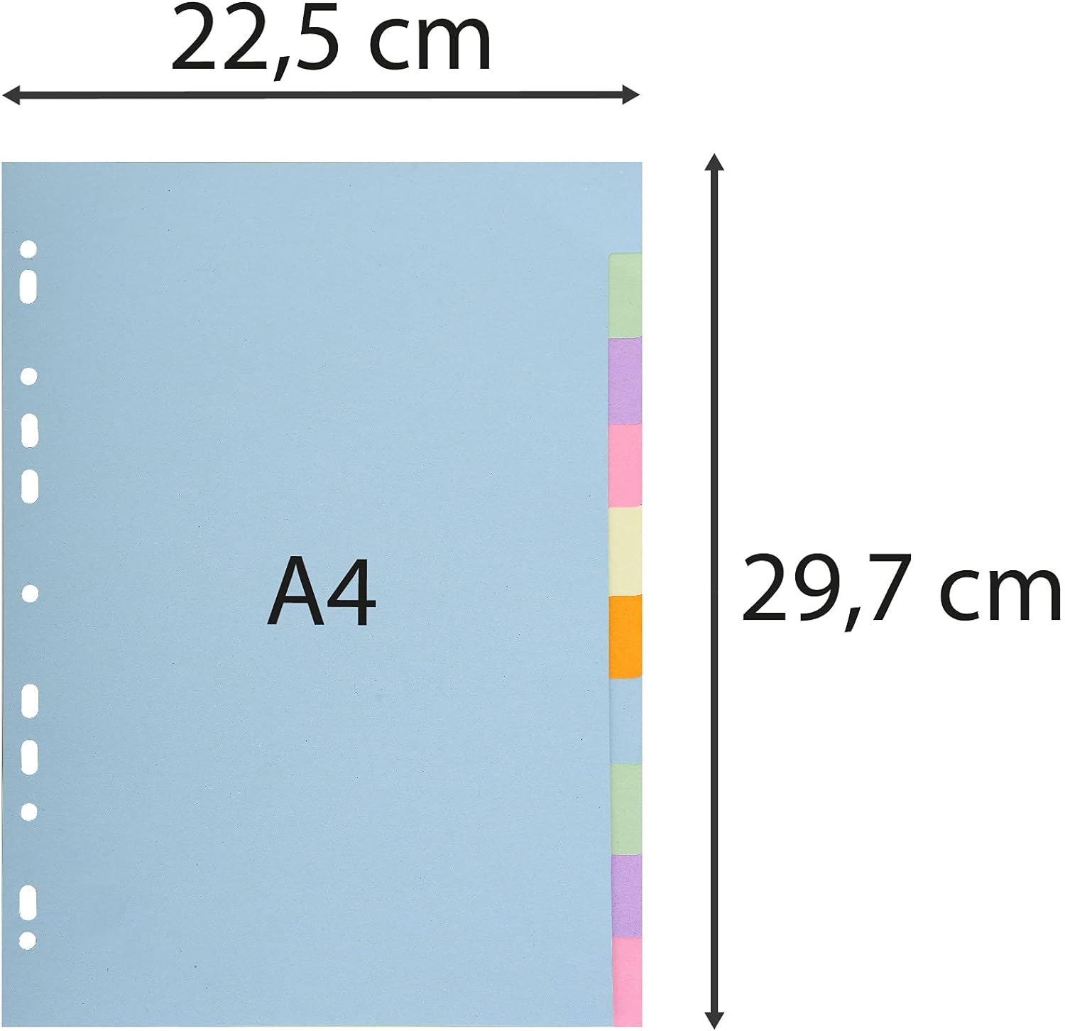 Exacompta - Ref 1610E - Forever Collection - 10-Part Plain Dividers, Suitable for A4 Documents, 100% Recycled 170gsm Card, Pre-Punched - Assorted Pastel Colours