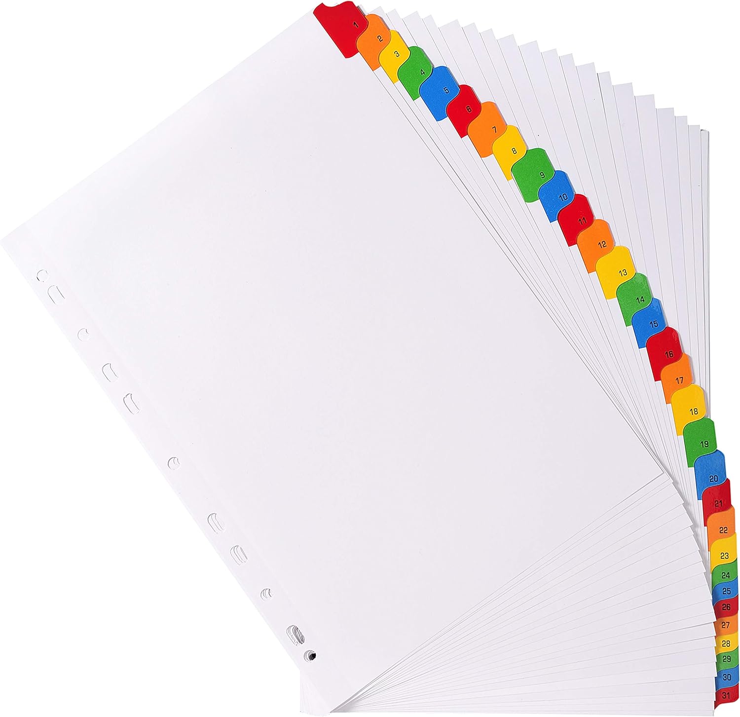 Exacompta - Ref 1131E - Printed Indices - Suitable for A4 Documents, Pre-Punched for Lever Arch Files & Binders, 31 Part (Sections 1-31), FSC-Certified - White with Multicoloured Tabs