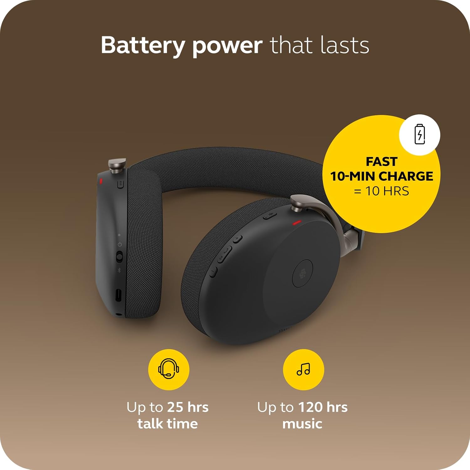 Jabra Evolve3 85 Over-Ear Wireless Bluetooth Headset with Mic and Wireless Charging Stand for Work, USB-C, AI Voice Call Technology, Adaptive ANC, 25-Hour Battery, Microsoft Teams Certified, Black