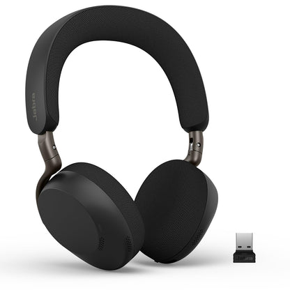 Jabra Evolve3 75 On-Ear Wireless Bluetooth Headset with Microphone for Work, USB-A, AI Voice Call Technology, Advanced Active Noise Cancellation, 22-Hour Battery, Works with Online Meeting Apps, Black
