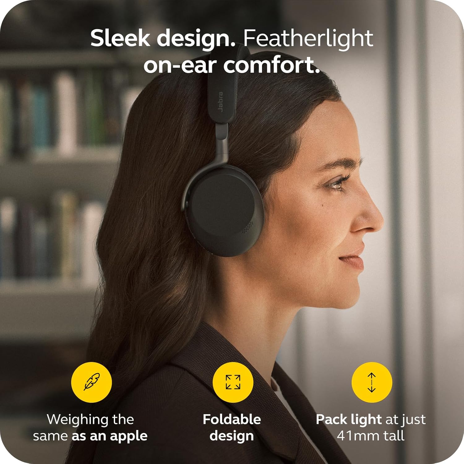 Jabra Evolve3 75 On-Ear Wireless Bluetooth Headset with Microphone for Work, USB-A, AI Voice Call Technology, Advanced Active Noise Cancellation, 22-Hour Battery, Works with Online Meeting Apps, Black