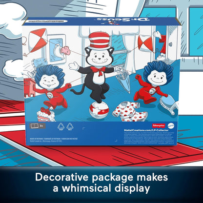 Fisher-Price Little People Collector Dr. Seuss The Cat in The Hat Book Special Edition Set for Fans, 3 Figures in a Display Package