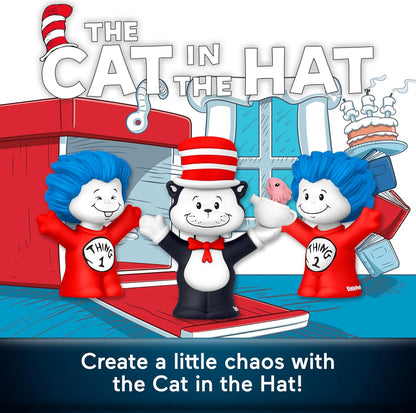 Fisher-Price Little People Collector Dr. Seuss The Cat in The Hat Book Special Edition Set for Fans, 3 Figures in a Display Package