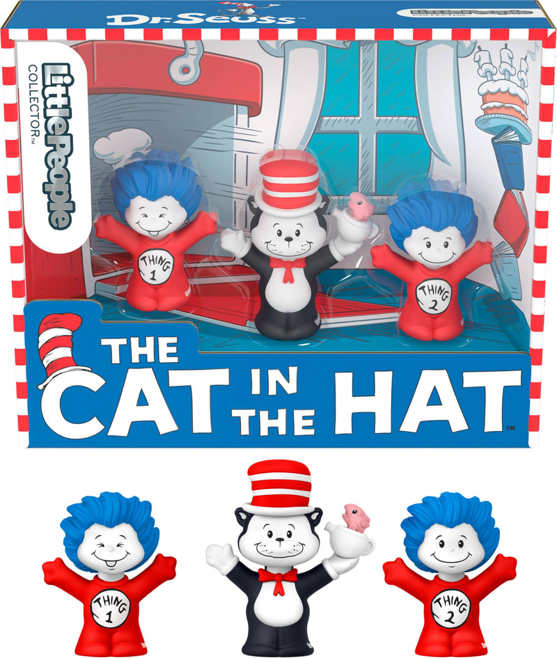 Fisher-Price Little People Collector Dr. Seuss The Cat in The Hat Book Special Edition Set for Fans, 3 Figures in a Display Package
