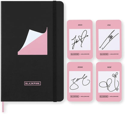 Moleskine x BLACKPINK Ruled Notebook Album Square Two, Hardcover and Elastic Closure, With PINK Bookmark, Large Size 13 x 21 cm