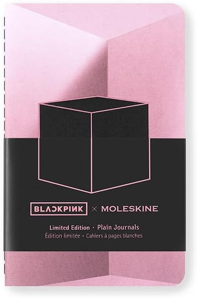 Moleskine x BLACKPINK Set of 4 Cahier Journal Album Square Two, Notebooks with Blank Pages, Flexible Cardboard Covers and 16 Detachable Sheets, Pocket Size 9 x 14 cm
