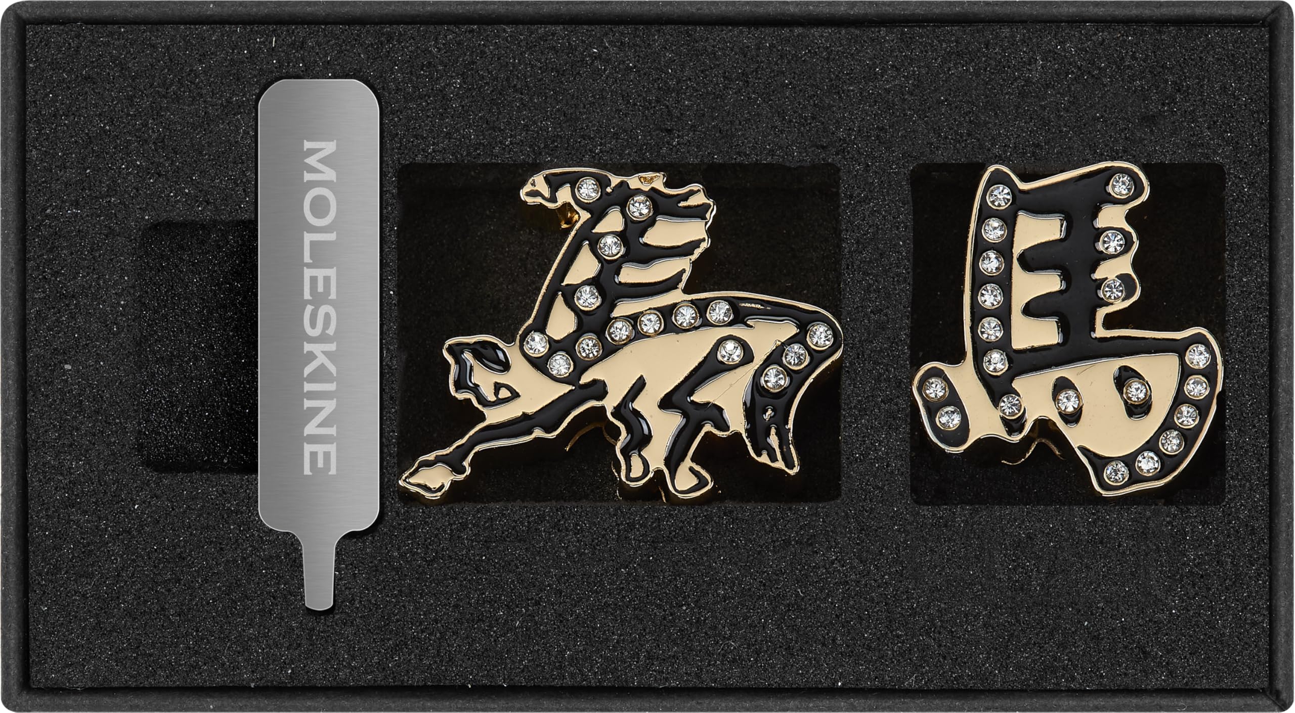 Moleskine Year of the Horse Pin – Black Pin Set with Gold Finish for Notebooks and Planners, Decorative Accessories and Gift Idea
