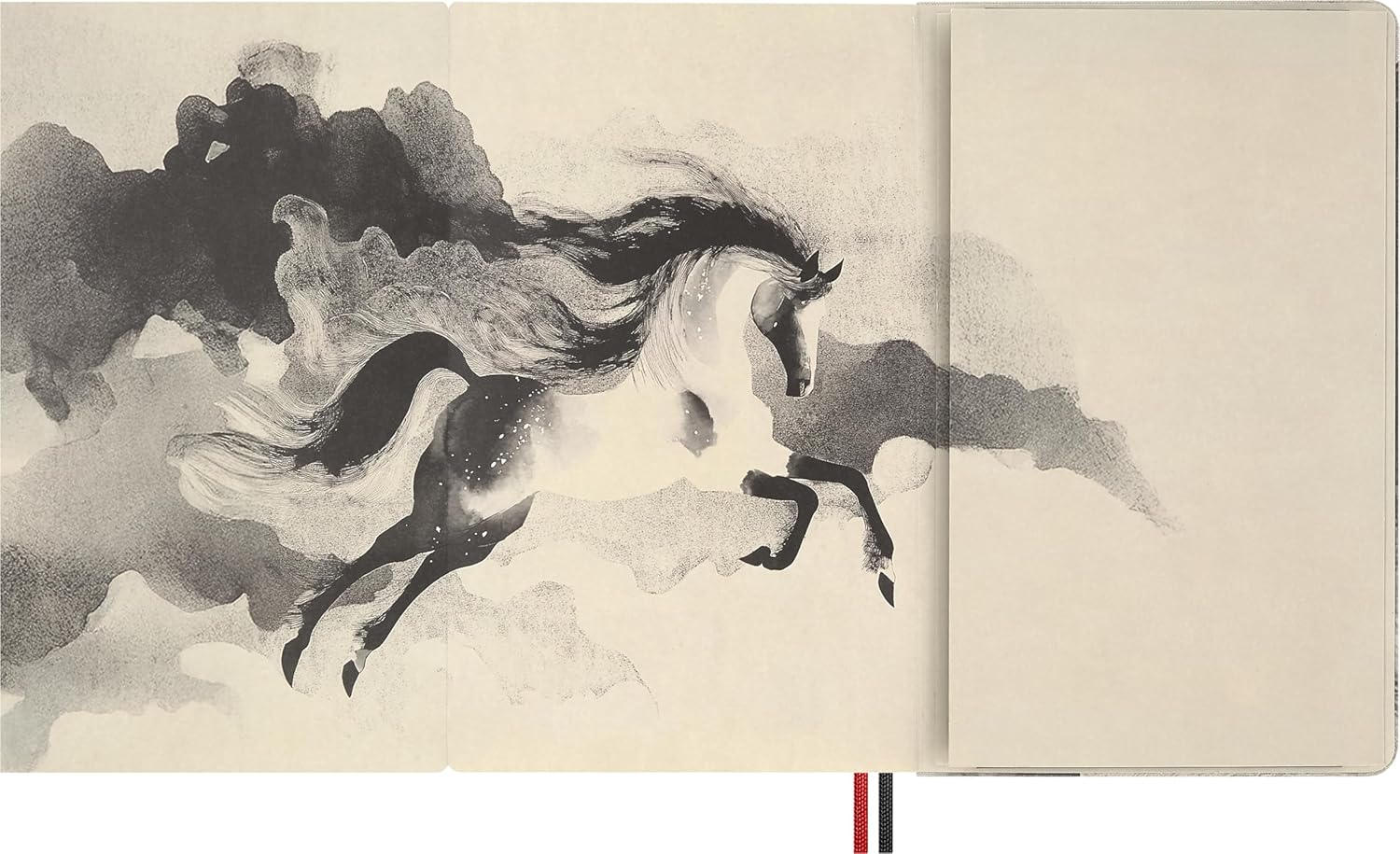 Moleskine Ruled Notebook Year of the Horse – Hard Cover with Heat-Sensitive Coating, Elastic Closure and Matching Bookmark, Large Size 13 x 21 cm