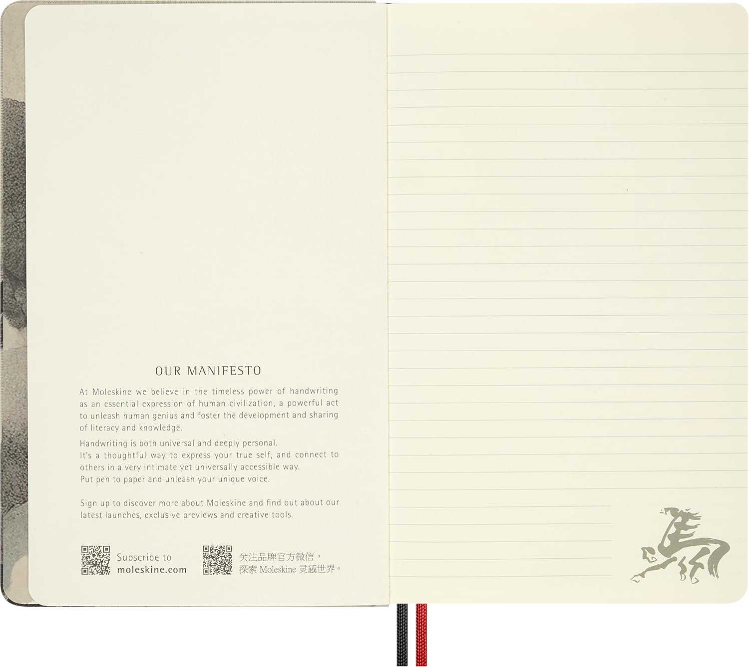 Moleskine Ruled Notebook Year of the Horse – Hard Cover with Heat-Sensitive Coating, Elastic Closure and Matching Bookmark, Large Size 13 x 21 cm