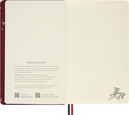 Moleskine Ruled Notebook Year of the Horse – Hard Cover, Elastic Closure and Matching Bookmark, Large Size 13 x 21 cm