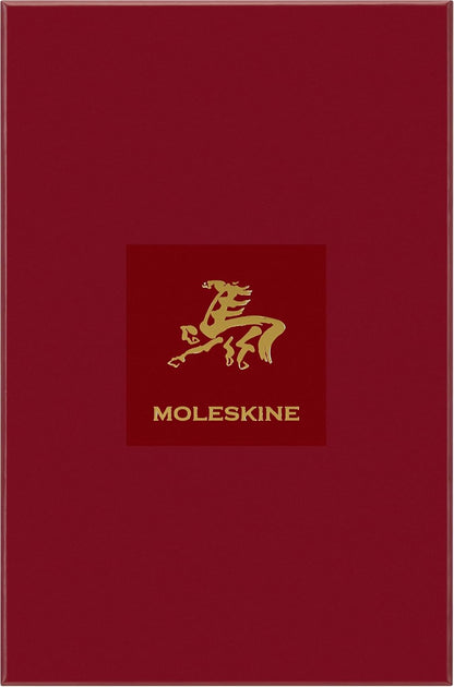 Moleskine Ruled Notebook Year of the Horse – Hard Cover Certified VEGEA® in Red, Large Size 13 x 21 cm, with Reusable Gift Box