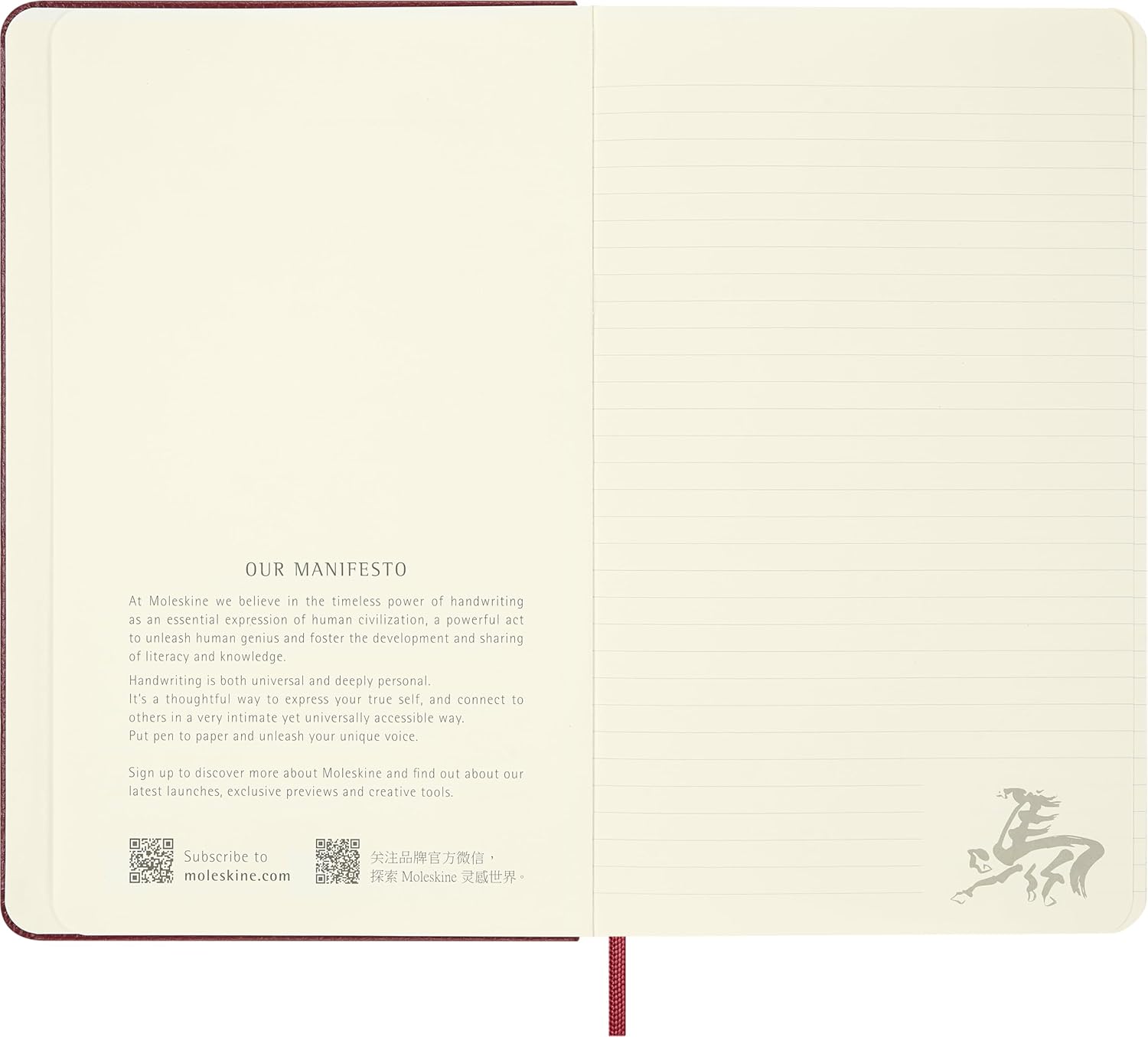 Moleskine Ruled Notebook Year of the Horse – Hard Cover Certified VEGEA® in Red, Large Size 13 x 21 cm, with Reusable Gift Box