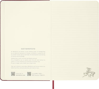 Moleskine Ruled Notebook Year of the Horse – Hard Cover Certified VEGEA® in Red, Large Size 13 x 21 cm, with Reusable Gift Box