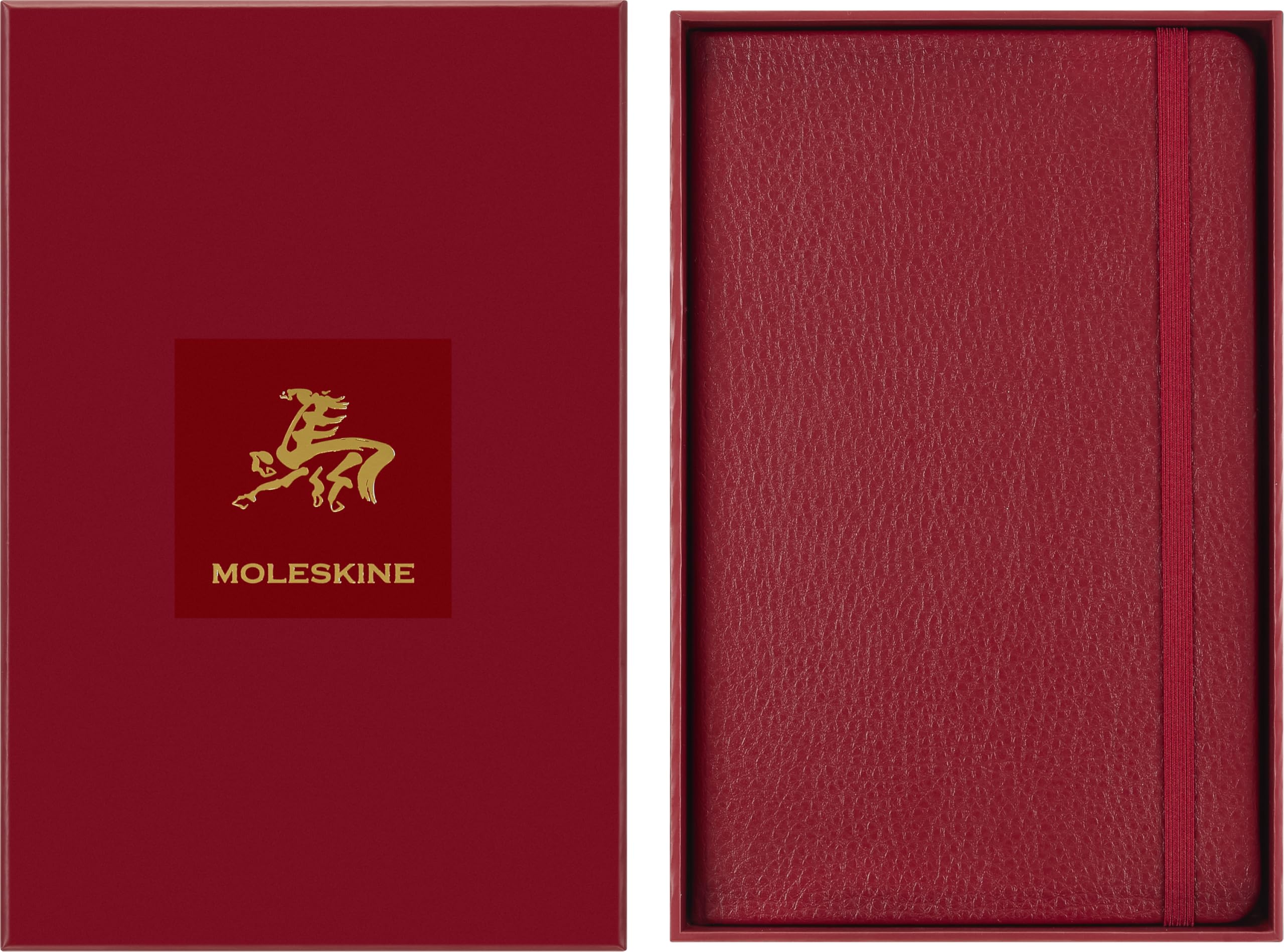 Moleskine Ruled Notebook Year of the Horse – Hard Cover Certified VEGEA® in Red, Large Size 13 x 21 cm, with Reusable Gift Box