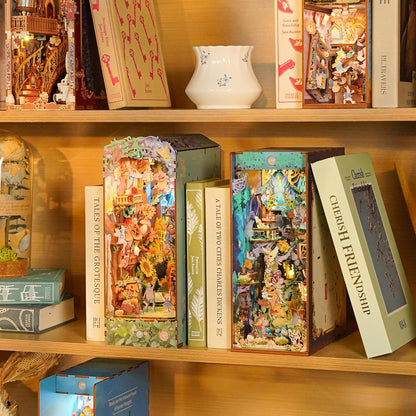 Tonecheer Book Nook Kit 4D Holzpuzzle Booknooks DIY Modellbausätze Erwachsene zum Baue Miniatur Haus Bücherregal Nook Book mit Licht lustiges Geschenke Geburtstagsgeschenk(Dorothys Reise