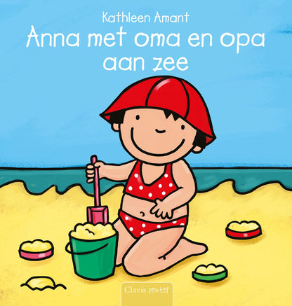 Anna met oma en opa aan zee