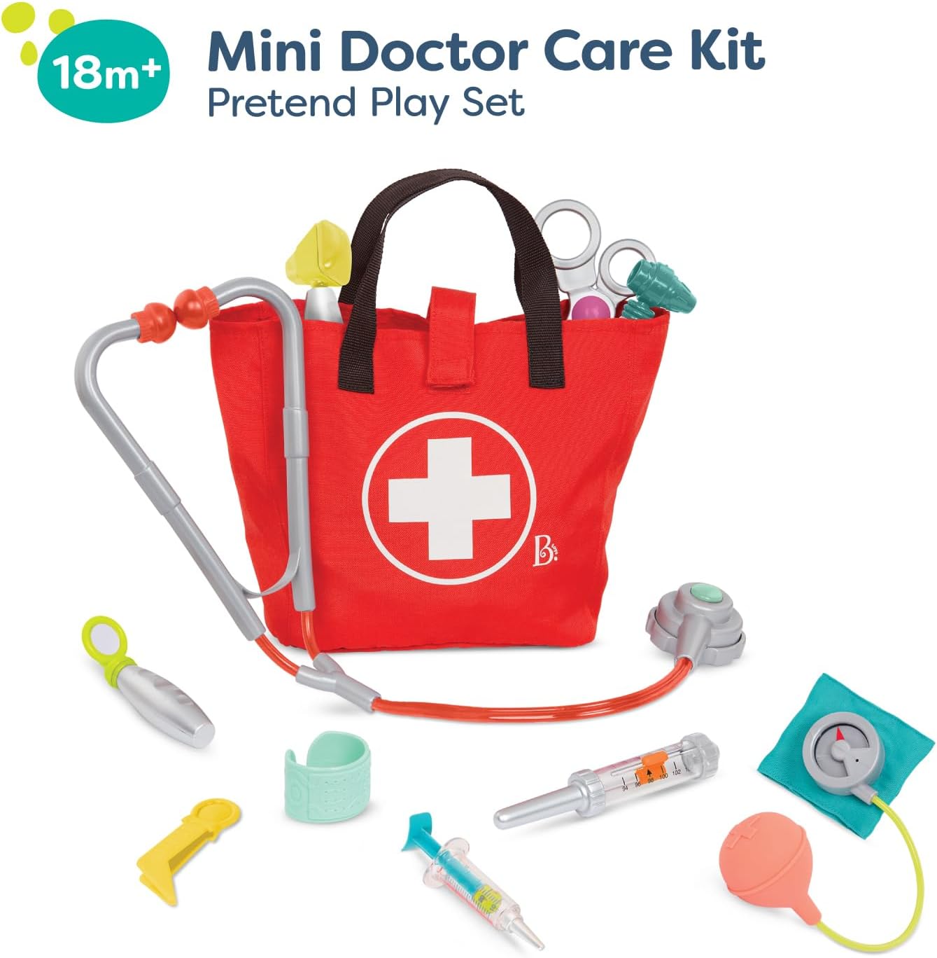 B. toys - Minikit de cuidados médicos - Juego de Doctor - Herramientas para médicos realistas - Juego de Juguete para niños pequeños - Juguete Educativo - 18 Meses+