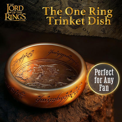 Nemesis Now Lord of the Rings The One Ring Trinket Dish 10.8cm Wide - Resin Collectible with Mordor Map and Inscribed Rim, Officially Licensed Dish