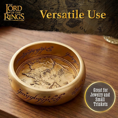 Nemesis Now Lord of the Rings The One Ring Trinket Dish 10.8cm Wide - Resin Collectible with Mordor Map and Inscribed Rim, Officially Licensed Dish