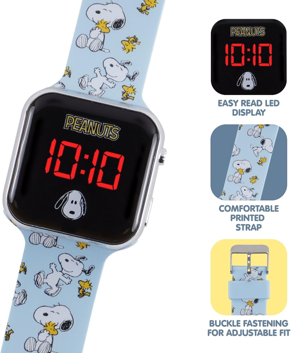 Accutime Peanuts Blue Printed Strap LED Watch PEA4043