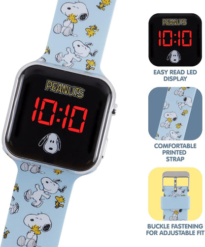Accutime Peanuts Blue Printed Strap LED Watch PEA4043