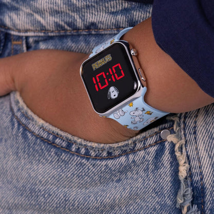 Accutime Peanuts Blue Printed Strap LED Watch PEA4043