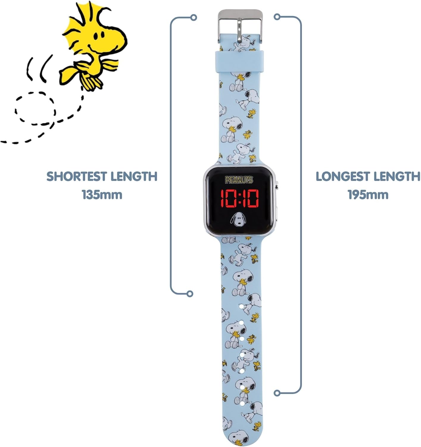 Accutime Peanuts Blue Printed Strap LED Watch PEA4043