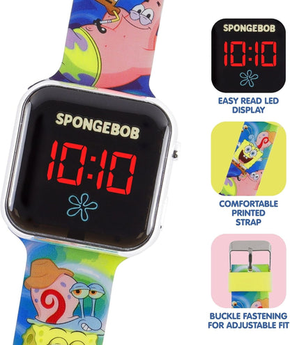 Accutime Spongebob Squarepants Multicoloured Printed Strap LED Watch SGB4160