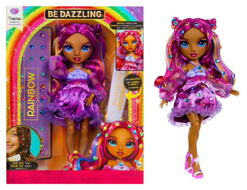 RAINBOW HIGH Be Dazzling - Noemie Violette - Muñeca de Moda Púrpura de 28 cm con Herramienta para Deslumbrar, Gemas Brillantes y Accesorios de Estilismo